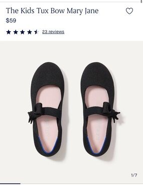 Rothy’s Kids Tux Bow Mary Jane Shoes - Black